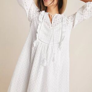 Anthropologie Thames Mini dress White Eyelet Fabric
